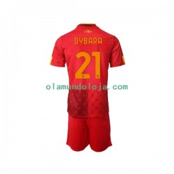 Camisola AS Roma Paulo Dybala 21 Criança Equipamento Primeiro 2022-2023 Manga Curta